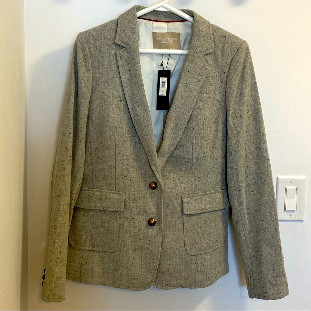 Banana Republic Heathered Light Gray Blazer